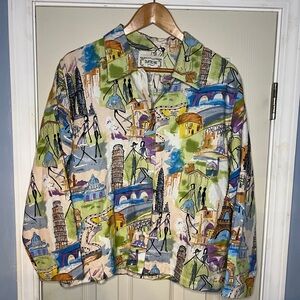 Vintage Oversized Tantrums Jacket Womens SZ  M Countries with Beadwork Colorful